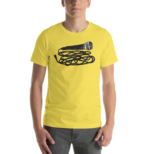 SM58 Mic graphic t-shirt in Yellow by Blackbird Clothiers Austin, Texas Rock and Roll